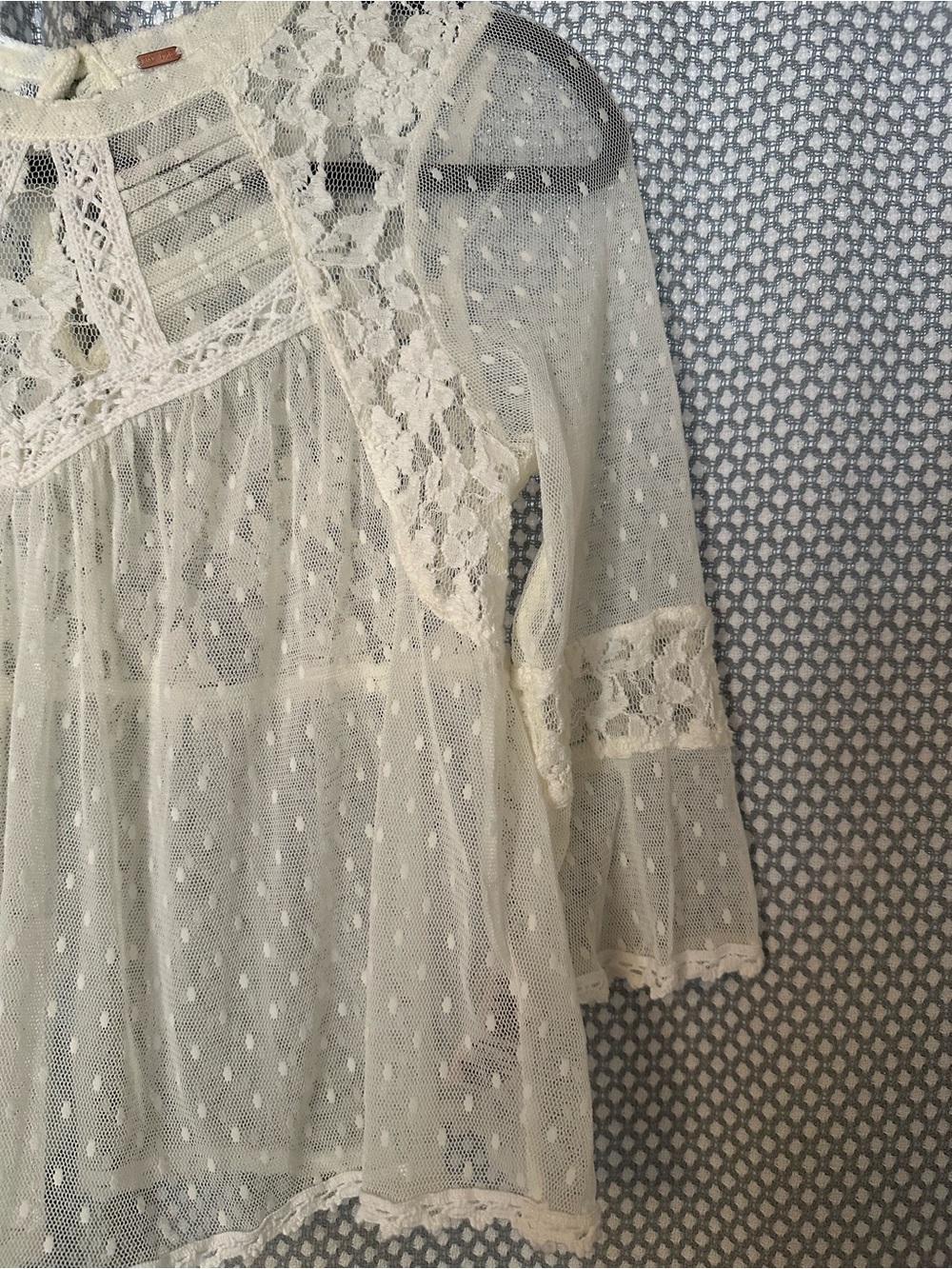 Free People Modern Romance Lace Blouse - Ivory - Small - Picture 6 of 14